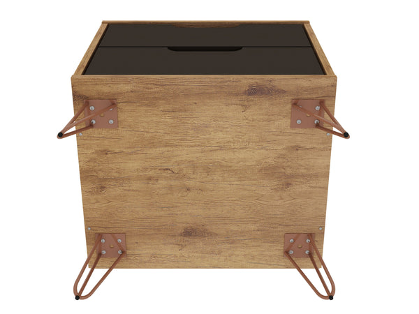 English Elm Rockefeller 20" Nightstand Gray with 2 Soft‑Glide Drawers, Metal Splayed Legs & Custom Handles B365P398146