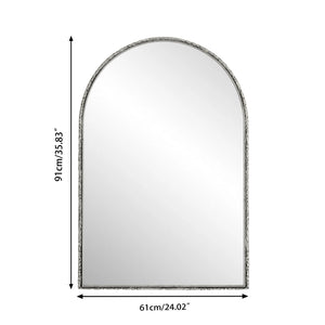 English Elm Arched Decorative Wall Mirror for Bathroom Vanity and Entryway — Elegant Arch Design for Living Room Bedroom Silver W757P251825