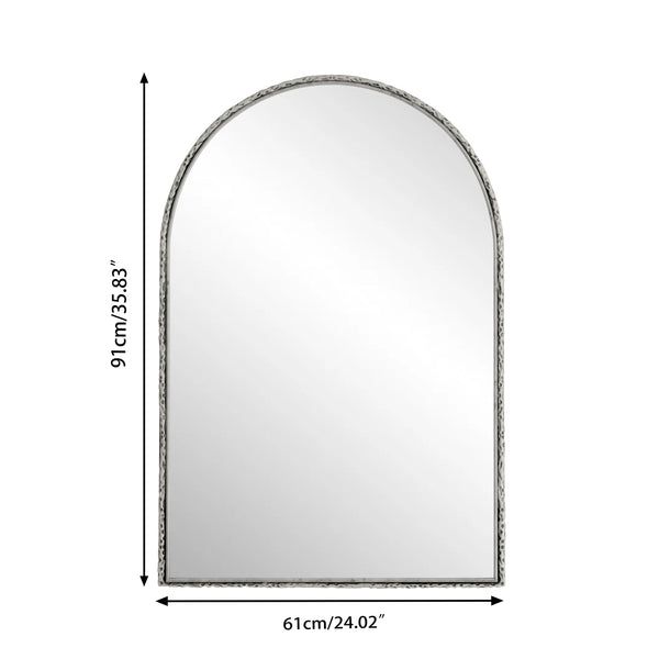 English Elm Arched Decorative Wall Mirror for Bathroom Vanity and Entryway — Elegant Arch Design for Living Room Bedroom Silver W757P251825
