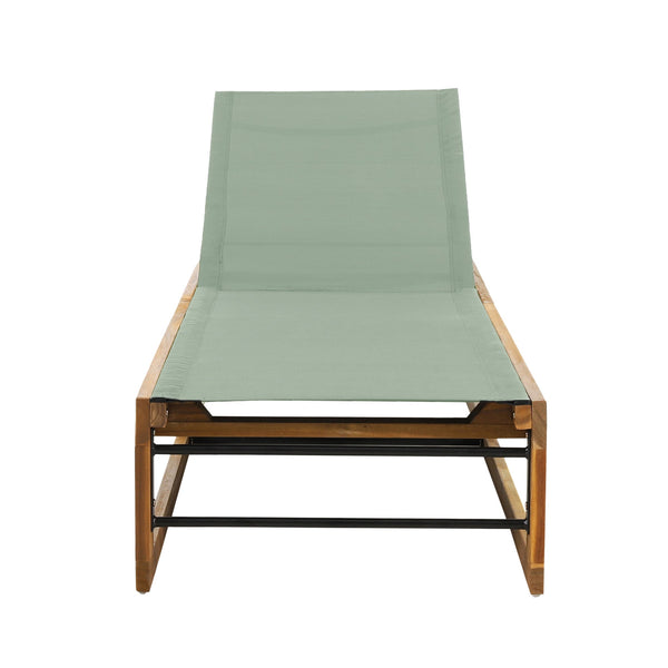 English Elm Christopher Knight Home® - MIA Acacia Wood Chaise Lounge with Breathable Textilene Mesh Seating for Cool, Durable Outdoor Relaxing Mint Green,Teak 50.5 L x 27.5 W x 17.25 H N776P301495M
