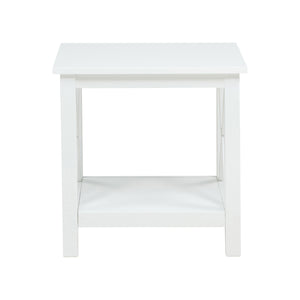 English Elm Square Pine Wood End Table with Open Shelf White Farmhouse Style for Living Rooms B016P473413
