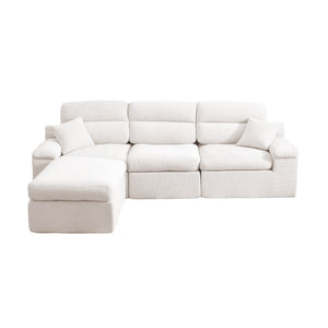 English Elm Corner Chenille Sectional Sleeper Sofa with High Back Support for Apartment Living Beige W5532S00036