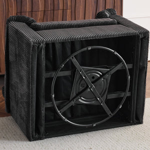 English Elm 33 Inch Oversized Swivel Corduroy Lounge Chair with Plush Chenille Cushioning and Support Springs Grey W1829P265016