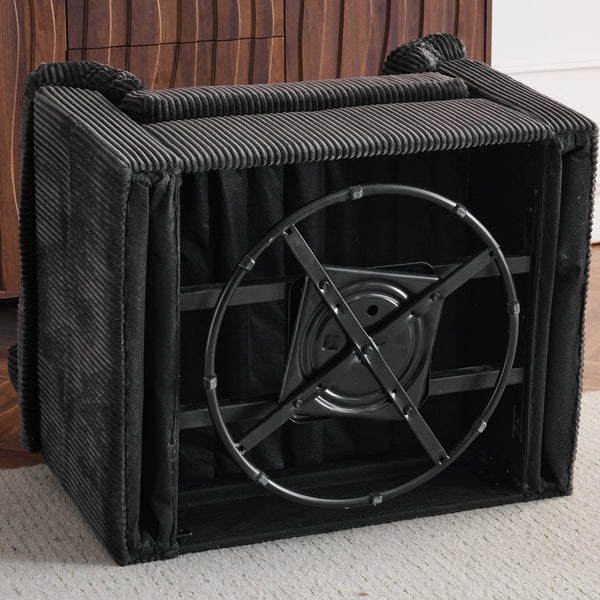 English Elm 33 Inch Oversized Swivel Corduroy Lounge Chair with Plush Chenille Cushioning and Support Springs Grey W1829P265016