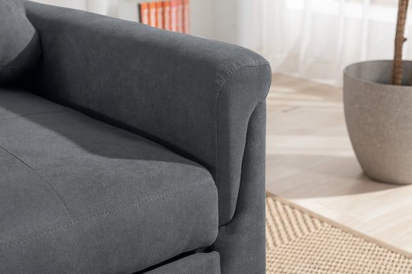 English Elm Francesca Woven Convertible Armchair Foam Pocket Coil Sleeper for Studio Spaces Dark Gray B2749S00194