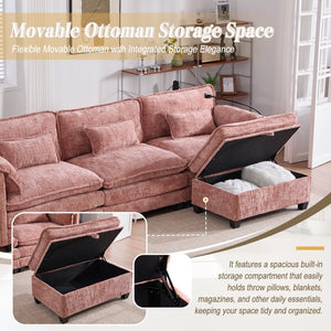 English Elm United Oversized 112" Modular Sectional Sofa Cloud Couch With Storage Ottoman, Usb Ports & Comfort Design W1568S00185-GIGA