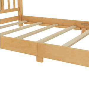 English Elm Twin Low Profile Floor Bed with Guardrails Pine Wood Frame Minimalist Bedroom Natural W1580P438799