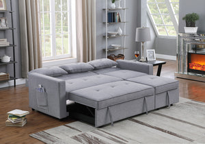 English Elm Zaira Linen Convertible Sleeper Sofa with Side Pocket for Small Spaces and Guests Light Gray B2749S00010