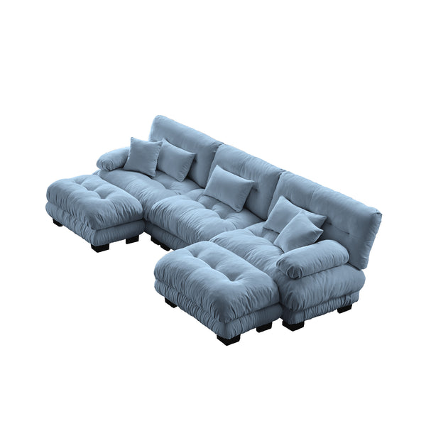 English Elm Luxury Modular Sectional Sofa - Oversized U-Shaped Cloud Couch With Ottomans For Stylish Living Rooms W714S01084