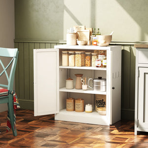 English Elm 34.6" White Metal Pantry Cabinet with Adjustable Shelves, Space-Saving Freestanding Kitchen Organizer for Apartments T2398P350191