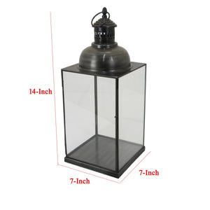 English Elm Laila Black Metal Candle Lantern with Clear Glass Panels for Porch or Mantel B056P416922