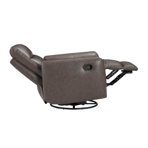 English Elm Luxurious swivel glider recliner chair with top-grain leather, plush foam over coils and sturdy frame Dark Brown 36 L x 30.5 W x 26 H B011P395599