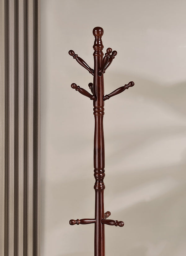 English Elm 71.5" Tall Wooden Standing Coat Rack Swivel with 9 Pegs Durable Laminate Finish for Entryway Storage Cherry B072P222469
