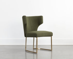 Sunpan Willowdale Dining Chair - Elegant Copenhagen Olive Fabric & Gold Stainless Steel for Sophisticated Style