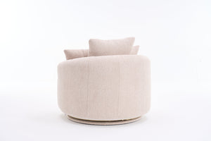 English Elm 360° Swivel Chair upholstered barrel accent chair with plush high-resilience foam and pillows for comfort Beige W2231P264468