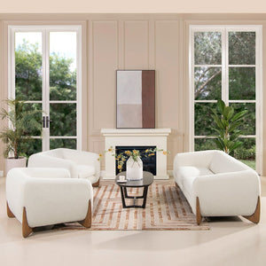 English Elm Jennifer Taylor Home - Alpine 44" Sherpa Arm Chair in Ebony Bouclé with 24" Deep Seat, Removable Cushion, Oak Legs White B2719P238343