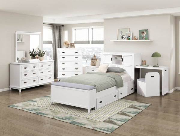 English Elm Gray Lacquer Five Drawer Vertical Dresser with Nickel Pulls for Modern Bedroom Storage White B011P463884