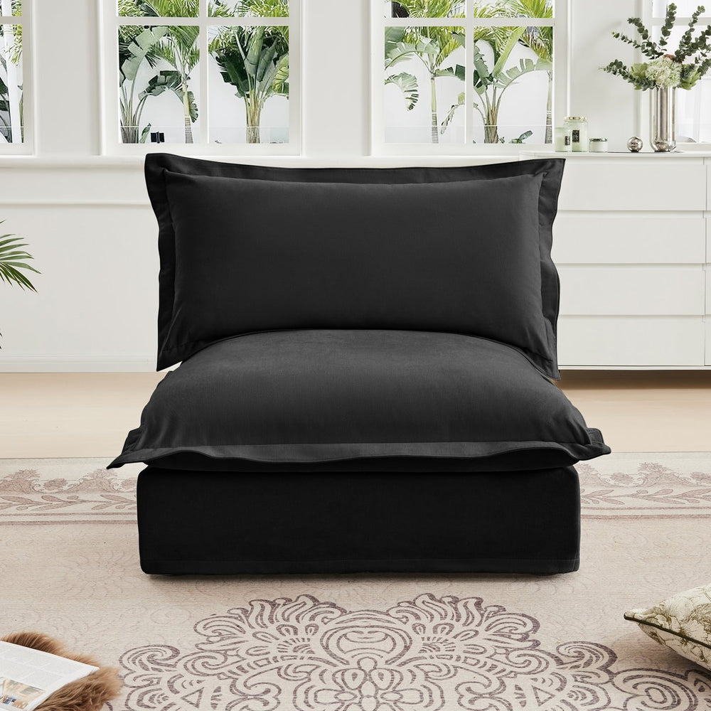 English Elm Koala Armless Chenille Sofa Deep Seat High Back Wrap Pillow Living Room Couch W3041P281153