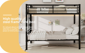 English Elm Twin Metal Bunk Bed for Kids - Durable Twin Over Twin Bedframe with Guardrails, Ladder, Convertible W1935P294047