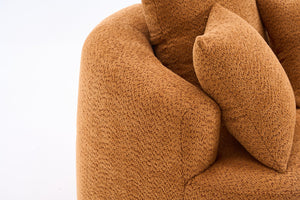 English Elm 360° Swivel Accent Barrel Chair with 3 Removable Pillows, High-Resilience Foam, Ergonomic Curved Back, Orange - Durable Stylish Seat W2231P261424