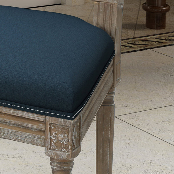 English Elm Christopher Knight Home® - DINING Navy Blue Fabric Chairs Set of 2 with Weathered Rubberwood Legs, Classic Antique Look, 250lb Capacity 61568.00NBL