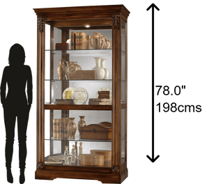 Hekman Furniture 680479 Andreus Curio Cabinet - Elegant Tuscan Cherry Finish With Adjustable Glass Shelves & Lighting Tuscany Cherry Andreus Curio Cabinet 680479