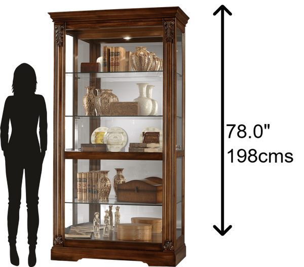 Hekman Furniture 680479 Andreus Curio Cabinet - Elegant Tuscan Cherry Finish With Adjustable Glass Shelves & Lighting Tuscany Cherry Andreus Curio Cabinet 680479