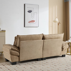 English Elm Corduroy Modern Sofa Sleeper Loveseat with Double-Layer Cushions, Two Pillows, Sturdy Frame 84" khaki W676P227338