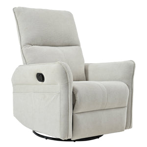 English Elm 360° Swivel Rocker Recliner Chair, Gray Fabric Glider with 360° Swivel, 30° Rocking & 90–150° Recline for Living Room, Nursery, Home Theater Comfort W1028P261550