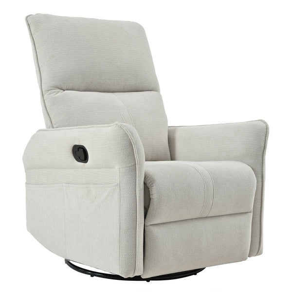 English Elm 360° Swivel Rocker Recliner Chair, Gray Fabric Glider with 360° Swivel, 30° Rocking & 90–150° Recline for Living Room, Nursery, Home Theater Comfort W1028P261550