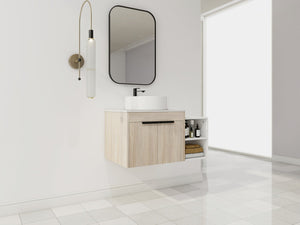 English Elm 36" Modern Floating Bathroom Vanity With Ceramic Sink, White Stone Slab & Smart Storage Solutions W999S00288