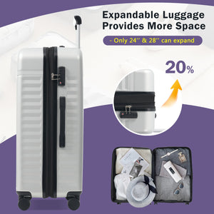 English Elm Luggage Set 5 Piece Abs Hardside Expandable Spinner Wheels Tsa Lock Travel Bags Grey+White N732P326115D