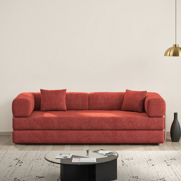 English Elm 78.8Inch Modular Sectional Sofa Bed - Convertible Orange Sofa For Small Spaces, Easy Care & Custom Layouts W3147P278113