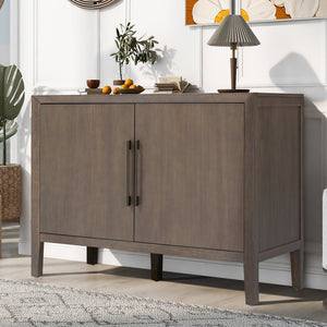 English Elm U_style Farmhouse Pine Veneer Buffet Cabinet with Double Doors for Kitchen or Entryway Brown N711P410389D