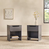 Simple Modern 1-Drawer Nightstand - Set of 2 Dark Grey DOMB4CDGC-2PK Walker Edison