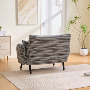 English Elm Modern tufted two-seater sofa with boucle upholstery, tapered legs, storage pockets, cozy compact design Dark Gray W395P376590
