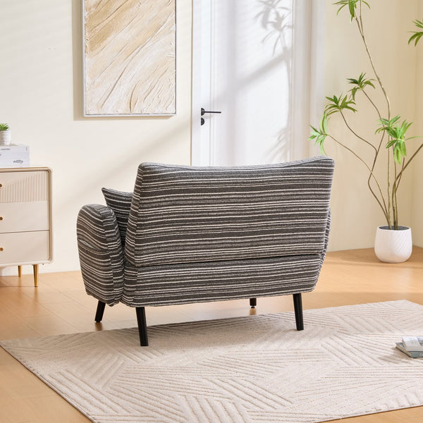 English Elm Modern tufted two-seater sofa with boucle upholstery, tapered legs, storage pockets, cozy compact design Dark Gray W395P376590