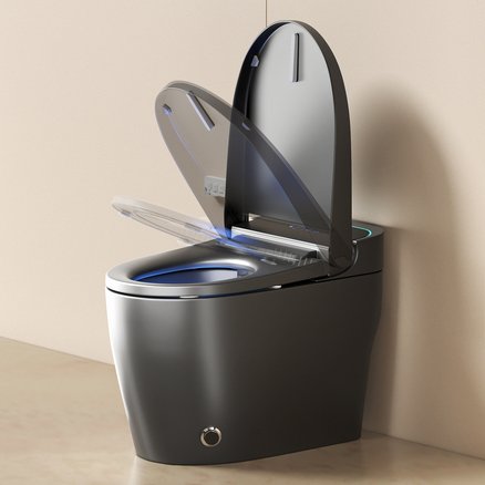 English Elm Unique Intelligent One Piece Toilet with Bidet Warm Air Dryer and Auto Sensor Seat Gray W3133P476382