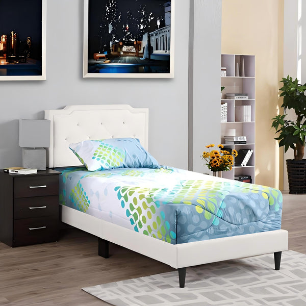 English Elm Deb Cappuccino Queen Bed with Tufted Adjustable Headboard, All-In-One Box, Sturdy Slat Support System White 5.5 L x 22.5 W x 45 H B078112131