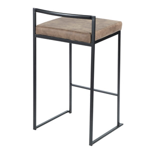 English Elm Fuji Stackable Counter Stool Set Of 2 In Black Frame With Plush Brown Cowboy Fabric Cushion B202P221918