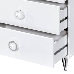 English Elm White 6-Drawer Dresser with Chrome Round Hardware & Hairpin Legs, Space-Saving White Veneer Storage Elegance B062P209048
