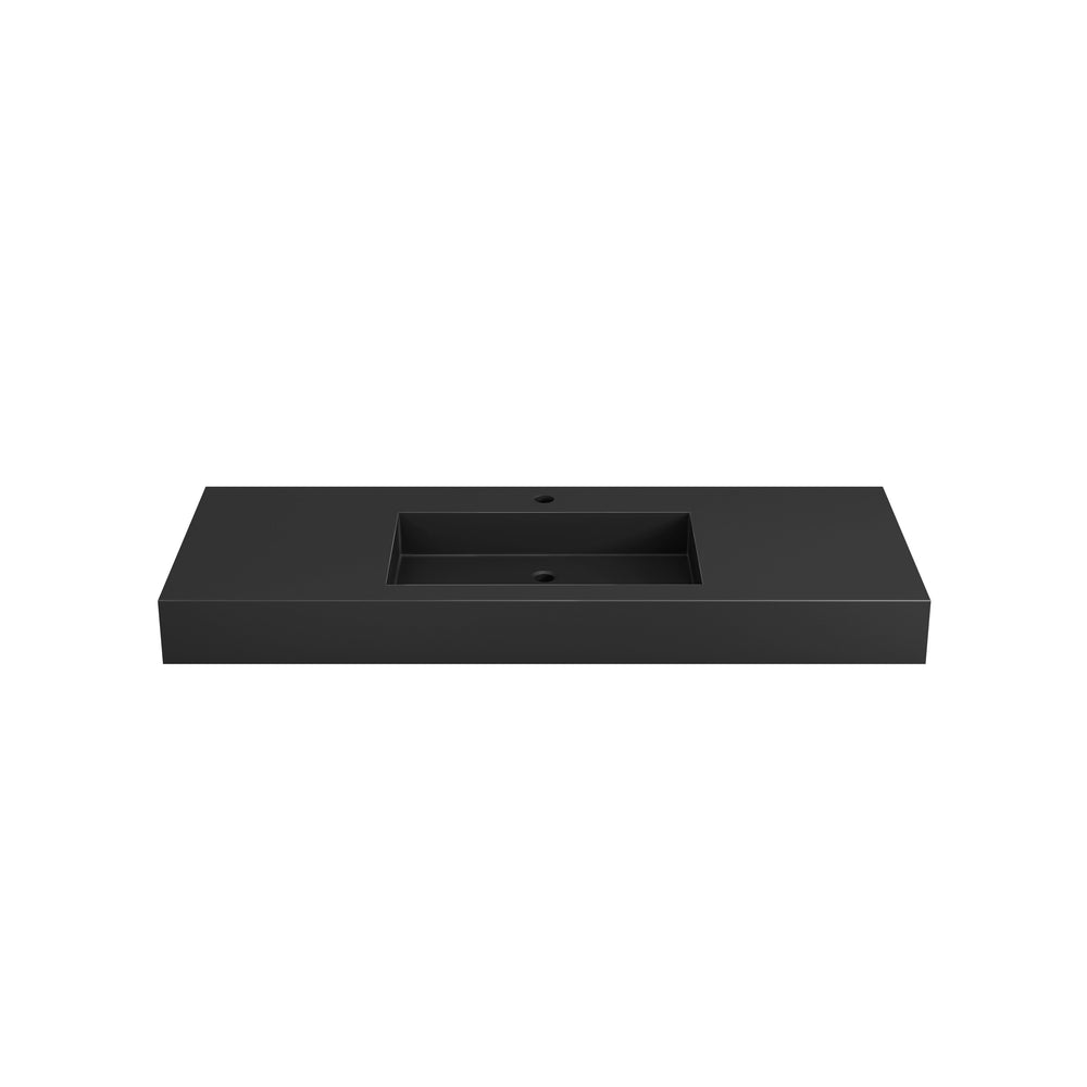 English Elm Stone Resin Seamless Basin Sink for Spa and Contemporary Bathroom Vanity Decor Matte Black T3785P355774