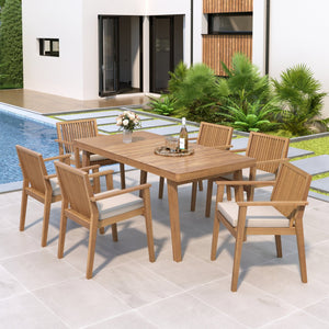 English Elm Christopher Knight Home® - Durable 7-Piece Acacia Wood Patio Dining Set With Heavy-Duty Cushions For Ultimate Outdoor Comfort N779P234497B-3_N779P234500B