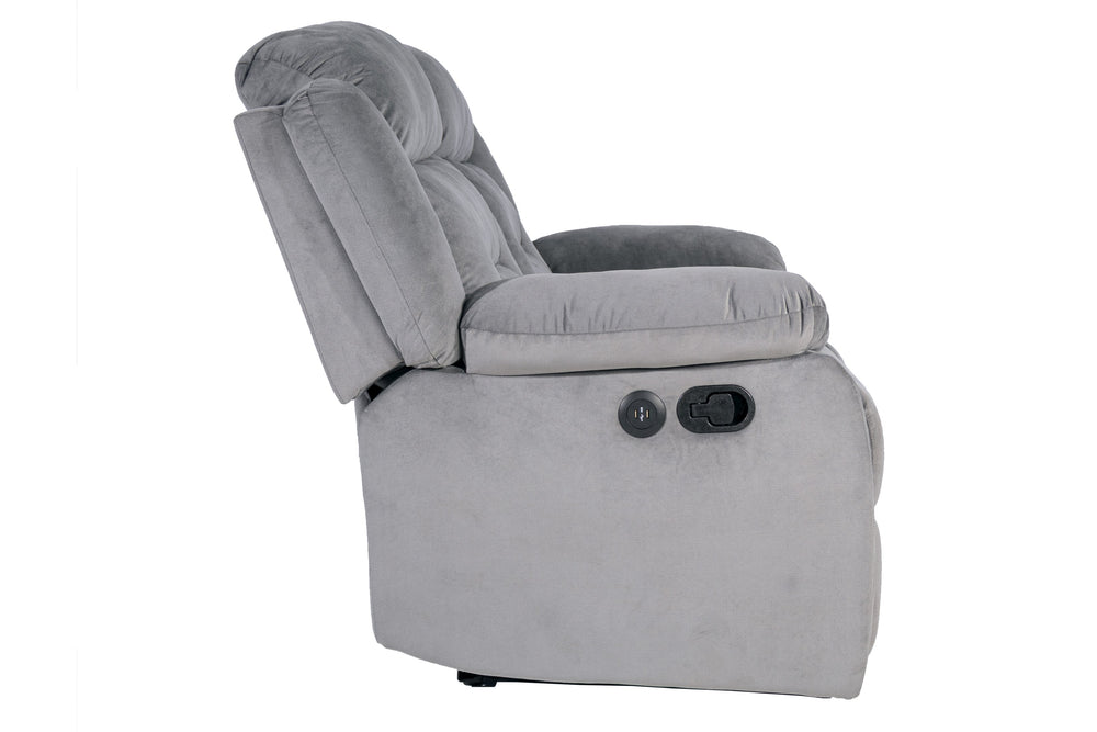 English Elm Recliner Velvet Tufted Loveseat with Manual Side Handle, Plush Arm Pillows for Ultimate Comfort and Style DARK GREY 59 L x 31 W x 26 H B089P240506