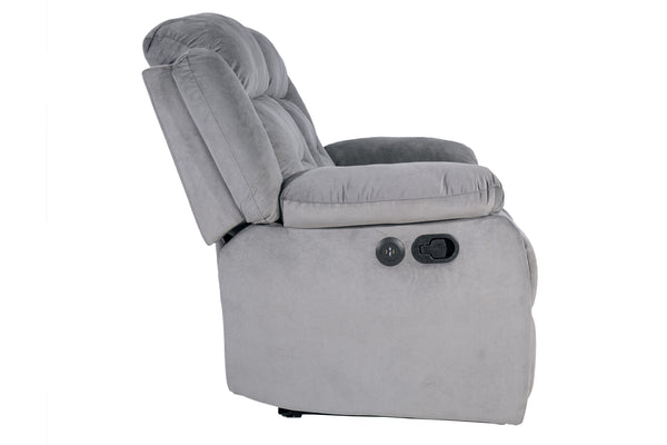 English Elm Recliner Velvet Tufted Loveseat with Manual Side Handle, Plush Arm Pillows for Ultimate Comfort and Style DARK GREY 59 L x 31 W x 26 H B089P240506