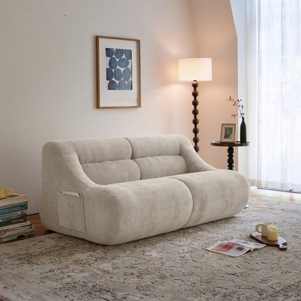 English Elm Shoes Chenille Memory Foam Loveseat Deep Seat Sofa for Apartments and Small Living Rooms Beige W668P381926