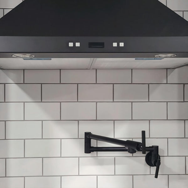 English Elm Pot Filler Wall Mount Brass Faucet with Swing Arm and Matte Black Finish for Kitchen T3177P277526