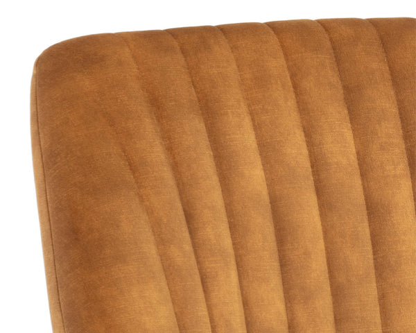 Sunpan Chardon Dining Chair - Glamorous Channel Tufting In Stylish Nono Petrol Fabric With Black Iron Legs Gold Fabric 111969