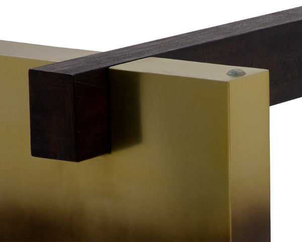 Sunpan Calvosa Dining Table Base with Ombre Design - Captivating Dark Bronze & Dark Walnut Finish