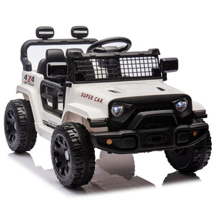 English Elm 24v Kids Ride on Car with Parental Remote Four Wheel Suspension Led Lights Bluetooth White W1578P235083